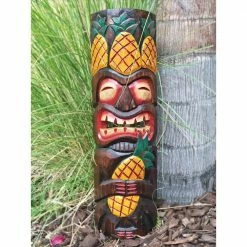 Deals ✔️ Backyard X-Scapes 20 in. Tiki Mask Pineapple King Wood Yard Decoration 👍 -Miracle-Gro Sales Store backyard x scapes garden statues mask20 16 31 1000
