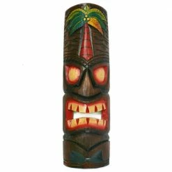 Cheap 🥰 Backyard X-Scapes 20 in. Tiki Mask Palm Tree Polynesian Wood Art Decoration 🎁