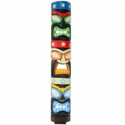 Wholesale 🔥 Backyard X-Scapes 40 in. Tiki Mask Totem, Tropical Hand-Carved Colorful Wood Art Classic Hawaiian Decoration 🧨