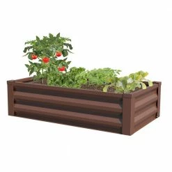 Discount 🔥 Greenes Fence 24 in. W x 48 in. L x 10 in. H Timber Brown Pre-Galvanized Powder-Coated Steel Raised Garden Bed Planter ⭐