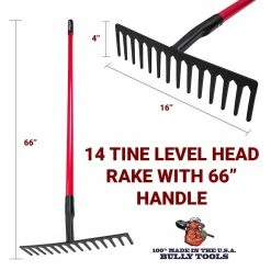 Best reviews of ❤️ Bully Tools 14-Tine Level Head Rake with 66 in. Fiberglass Handle 🔥 -Miracle-Gro Sales Store bully tools landscaping rakes 92301 76 1000