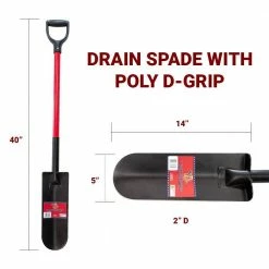 Best Pirce 🎁 Bully Tools 12-Gauge 14 in. Drain Spade with Fiberglass D-Grip Handle ✔️ -Miracle-Gro Sales Store bully tools shovels 82535 fa 1000