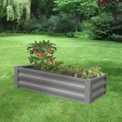 Wholesale 💯 Greenes Fence 24 in. W x 48 in. L x 10 in. H Antique Iron Pre-Galvanized Powder 🧥 Coated Steel Raised Garden Bed Planter ✔️ -Miracle-Gro Sales Store gray powder coated steel greenes fence raised planter boxes rcm10ai 4f 1000