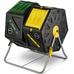 Promo 🥰 Miracle-Gro Dual Chamber Outdoor Garden Tumbling Composter (2 x 18.5 Gal./70 L) w/ Easy-Turn System - Gardening Gloves Included 👏