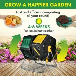 Promo 🥰 Miracle-Gro Dual Chamber Outdoor Garden Tumbling Composter (2 x 18.5 Gal./70 L) w/ Easy-Turn System - Gardening Gloves Included 👏 -Miracle-Gro Sales Store miracle gro compost bins 70x2dual fa 1000