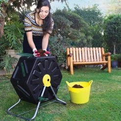 Best Pirce ✨ Miracle-Gro 18.5 Gal. Tumbling Garden Waste Soil Composter with Hand Tool Kit 🎁 -Miracle-Gro Sales Store miracle gro compost bins dfsc70 44 1000