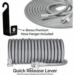 New 👍 Morvat 1/2 in. x 150 ft. Stainless Steel Garden Hose Set with with 10-Way Sprayer, Hose Holder ⌛ -Miracle-Gro Sales Store morvat garden hoses mor ss hose 150 a c3 1000