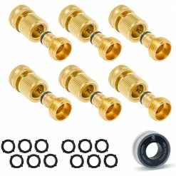 Promo 😀 Morvat 3/4 in. All Brass Quick Connect/Disconnect Garden Hose Fittings, Female and Male Connections (6-Sets) 🔔