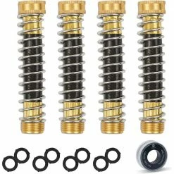 Best Sale 😀 Morvat Garden Hose Kink Protector with Coil Spring, Includes 1 Tape and 8 Extra-Rubber Washers (4-Pack) 😀