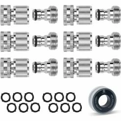 Coupon 😀 Morvat 3/4 in. Nickel Plated Brass Quick Connect/Disconnect Garden Hose Fittings, Female and Male Connections (6-Sets) 😀