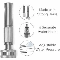 Budget 🥰 Morvat Nickel Plated Brass Heavy-Duty Twist Garden Hose Nozzle, Adjustable Power Sprayer, Fits Standard Hoses, Garden Sprayer 🧨 -Miracle-Gro Sales Store morvat hose connectors mor np bnozzle 2 a 4f 1000