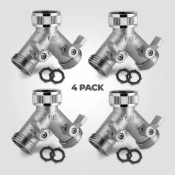 Hot Sale ❤️ Morvat Nickel Plated Brass Garden Hose Splitter, Heavy-Duty 2-Way Hose Connector Fitting (4-Pack) 😀 -Miracle-Gro Sales Store morvat hose connectors mor np connector 2 4pack a fa 1000
