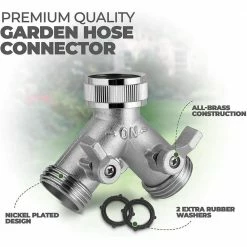 Buy 💯 Morvat Nickel-Plated Brass Garden Hose Splitter, Heavy-Duty 2-Way Hose Connector Fitting ❤️ -Miracle-Gro Sales Store morvat hose connectors mor np connector 2 a 4f 1000