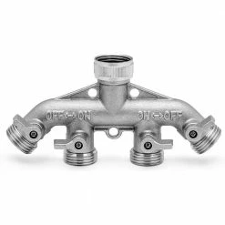 Hot Sale ⌛ Morvat Nickel-Plated Brass Garden Hose Splitter, Heavy-Duty 4-Way Hose Connector Fitting 🧨 -Miracle-Gro Sales Store morvat hose connectors mor np connector 4 a 44 1000