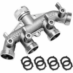 Hot Sale ⌛ Morvat Nickel-Plated Brass Garden Hose Splitter, Heavy-Duty 4-Way Hose Connector Fitting 🧨