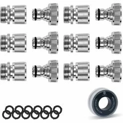 New 🌟 Morvat 3/4 in. Nickel Plated Brass Source Quick Connect/Disconnect Garden Hose Fittings, Female and Male Connections (6-Sets) 🌟