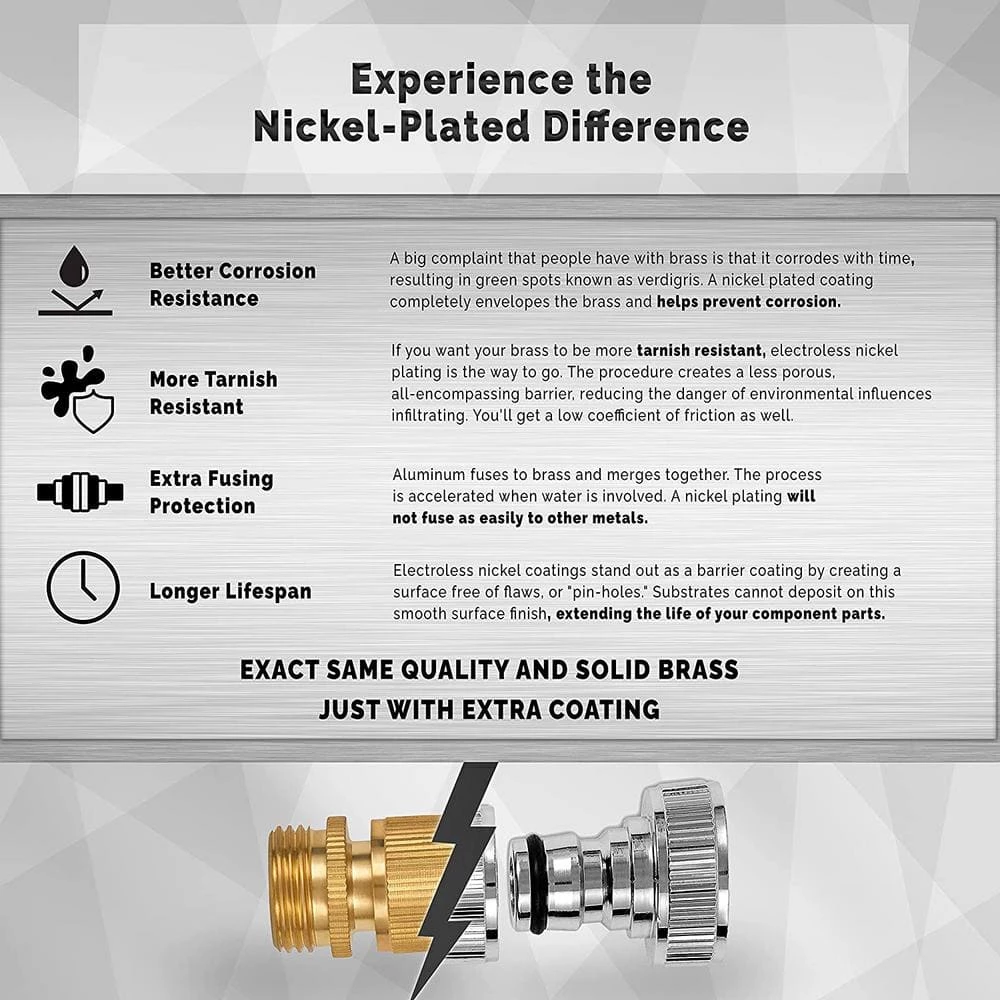 New ๐ Morvat 3/4 in. Nickel Plated Brass Source Quick Connect/Disconnect Garden Hose Fittings, Female and Male Connections (6-Sets) ๐ 2 New ๐ Morvat 3/4 in. Nickel Plated Brass Source Quick Connect/Disconnect Garden Hose Fittings, Female and Male Connections (6-Sets) ๐ - Image 2