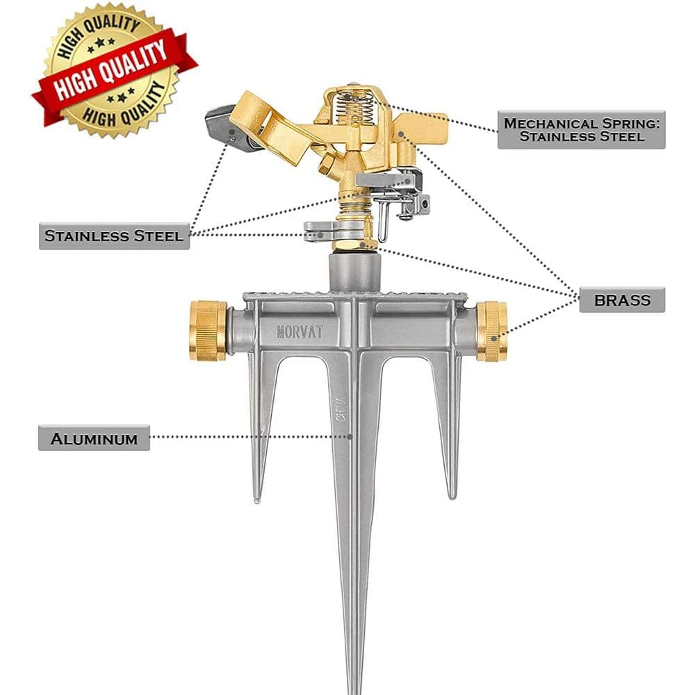 Best Pirce 😉 Morvat Brass Lawn Water Sprinkler, All Brass Sprinkler Head, Solid Aluminum Stake, 2 Rubber Ring Connectors, 360° Pattern 😉 4 Best Pirce 😉 Morvat Brass Lawn Water Sprinkler, All Brass Sprinkler Head, Solid Aluminum Stake, 2 Rubber Ring Connectors, 360° Pattern 😉 - Image 4