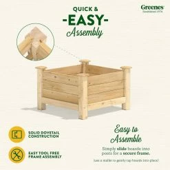 Deals ❤️ Greenes Fence 24 in. L x 24 in. W x 17 in. H Original Cedar Elevated Planter ✨ -Miracle-Gro Sales Store natural greenes fence elevated garden beds rcev242417 4f 1000