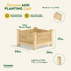 Deals ❤️ Greenes Fence 24 in. L x 24 in. W x 17 in. H Original Cedar Elevated Planter ✨ -Miracle-Gro Sales Store natural greenes fence elevated garden beds rcev242417 fa 1000