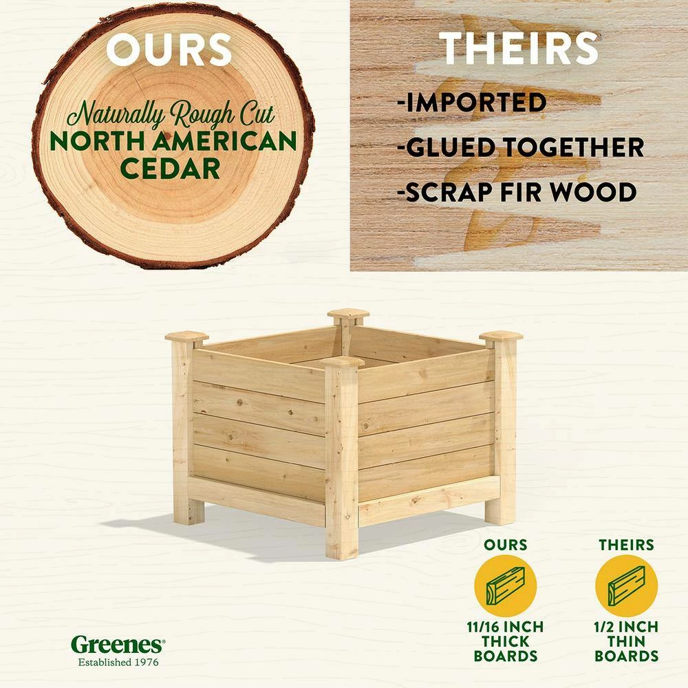 Cheap 🧨 Greenes Fence 24 in. L x 24 in. W x 21 in. H Original Cedar Elevated Planter ⭐ 2 Cheap 🧨 Greenes Fence 24 in. L x 24 in. W x 21 in. H Original Cedar Elevated Planter ⭐ - Image 2