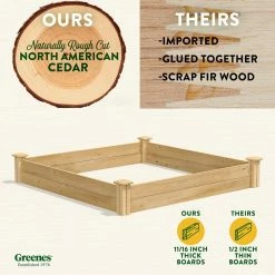 Budget ⌛ Greenes Fence 4 ft. x 4 ft. x 7 in. Original Cedar Raised Garden Bed 🛒 -Miracle-Gro Sales Store natural greenes fence raised planter boxes rc 4c4 1d 1000