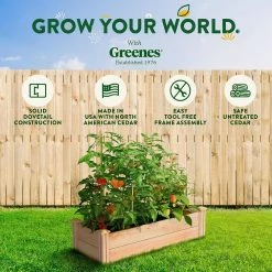 Coupon 🧨 Greenes Fence 16 in. x 4 ft. x 11 in. Premium Cedar Raised Garden Bed 🎁 -Miracle-Gro Sales Store natural greenes fence raised planter boxes rc164812p 76 1000