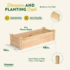 Coupon 🧨 Greenes Fence 16 in. x 4 ft. x 11 in. Premium Cedar Raised Garden Bed 🎁 -Miracle-Gro Sales Store natural greenes fence raised planter boxes rc164812p fa 1000