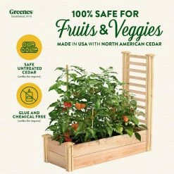 Budget 🔥 Greenes Fence 16 in. x 4 ft. x 11 in. Premium Cedar Raised Garden Bed with Trellis 😉 -Miracle-Gro Sales Store natural greenes fence raised planter boxes rc164812ptre c3 1000