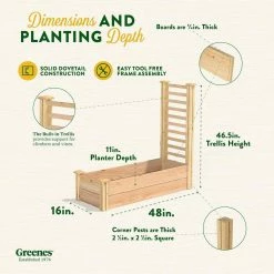 Budget 🔥 Greenes Fence 16 in. x 4 ft. x 11 in. Premium Cedar Raised Garden Bed with Trellis 😉 -Miracle-Gro Sales Store natural greenes fence raised planter boxes rc164812ptre fa 1000