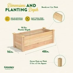 Flash Sale 🛒 Greenes Fence 16 in. x 4 ft. x 16.5 in. Premium Cedar Raised Garden Bed 👏 -Miracle-Gro Sales Store natural greenes fence raised planter boxes rc164818p fa 1000