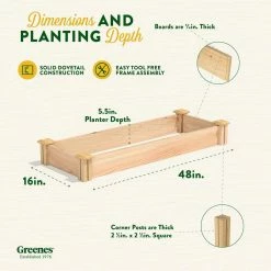 Deals ✨ Greenes Fence 16 in. x 4 ft. x 5.5 in. Premium Cedar Raised Garden Bed ✔️ 14 Deals ✨ Greenes Fence 16 in. x 4 ft. x 5.5 in. Premium Cedar Raised Garden Bed ✔️ -Miracle-Gro Sales Store natural greenes fence raised planter boxes rc16486p fa 1000