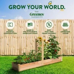 Budget ๐ Greenes Fence 16 in. x 8 ft. X 11 in. Premium Cedar Raised Garden Bed with Trellis โค๏ธ 15 Budget ๐ Greenes Fence 16 in. x 8 ft. X 11 in. Premium Cedar Raised Garden Bed with Trellis โค๏ธ -Miracle-Gro Sales Store natural greenes fence raised planter boxes rc169612ptre 76 1000