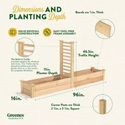 Budget ๐ Greenes Fence 16 in. x 8 ft. X 11 in. Premium Cedar Raised Garden Bed with Trellis โค๏ธ 14 Budget ๐ Greenes Fence 16 in. x 8 ft. X 11 in. Premium Cedar Raised Garden Bed with Trellis โค๏ธ -Miracle-Gro Sales Store natural greenes fence raised planter boxes rc169612ptre fa 1000