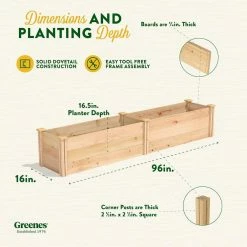 Cheapest 🧨 Greenes Fence 16 in. x 8 ft. x 16.5 in. Premium Cedar Raised Garden Bed 🛒 -Miracle-Gro Sales Store natural greenes fence raised planter boxes rc169618p fa 1000
