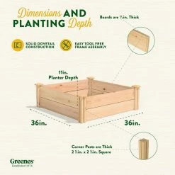 Deals 🤩 Greenes Fence 3 ft. x 3 ft. x 11 in. Premium Cedar Raised Garden Bed 🌟 -Miracle-Gro Sales Store natural greenes fence raised planter boxes rc363612p fa 1000