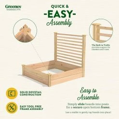 Best reviews of 👏 Greenes Fence 4 ft. x 4 ft. X 11 in. Premium Cedar Raised Garden Bed with Trellis ❤️ -Miracle-Gro Sales Store natural greenes fence raised planter boxes rc484812ptre 4f 1000