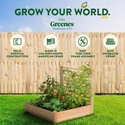 Best reviews of 👏 Greenes Fence 4 ft. x 4 ft. X 11 in. Premium Cedar Raised Garden Bed with Trellis ❤️ -Miracle-Gro Sales Store natural greenes fence raised planter boxes rc484812ptre 76 1000