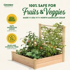 Best reviews of 👏 Greenes Fence 4 ft. x 4 ft. X 11 in. Premium Cedar Raised Garden Bed with Trellis ❤️ -Miracle-Gro Sales Store natural greenes fence raised planter boxes rc484812ptre c3 1000
