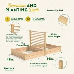 Best Pirce ✔️ Greenes Fence 4 ft. x 8 ft. X 11 in. Premium Cedar Raised Garden Bed with Trellis ⌛ 14 Best Pirce ✔️ Greenes Fence 4 ft. x 8 ft. X 11 in. Premium Cedar Raised Garden Bed with Trellis ⌛ -Miracle-Gro Sales Store natural greenes fence raised planter boxes rc489612ptre fa 1000