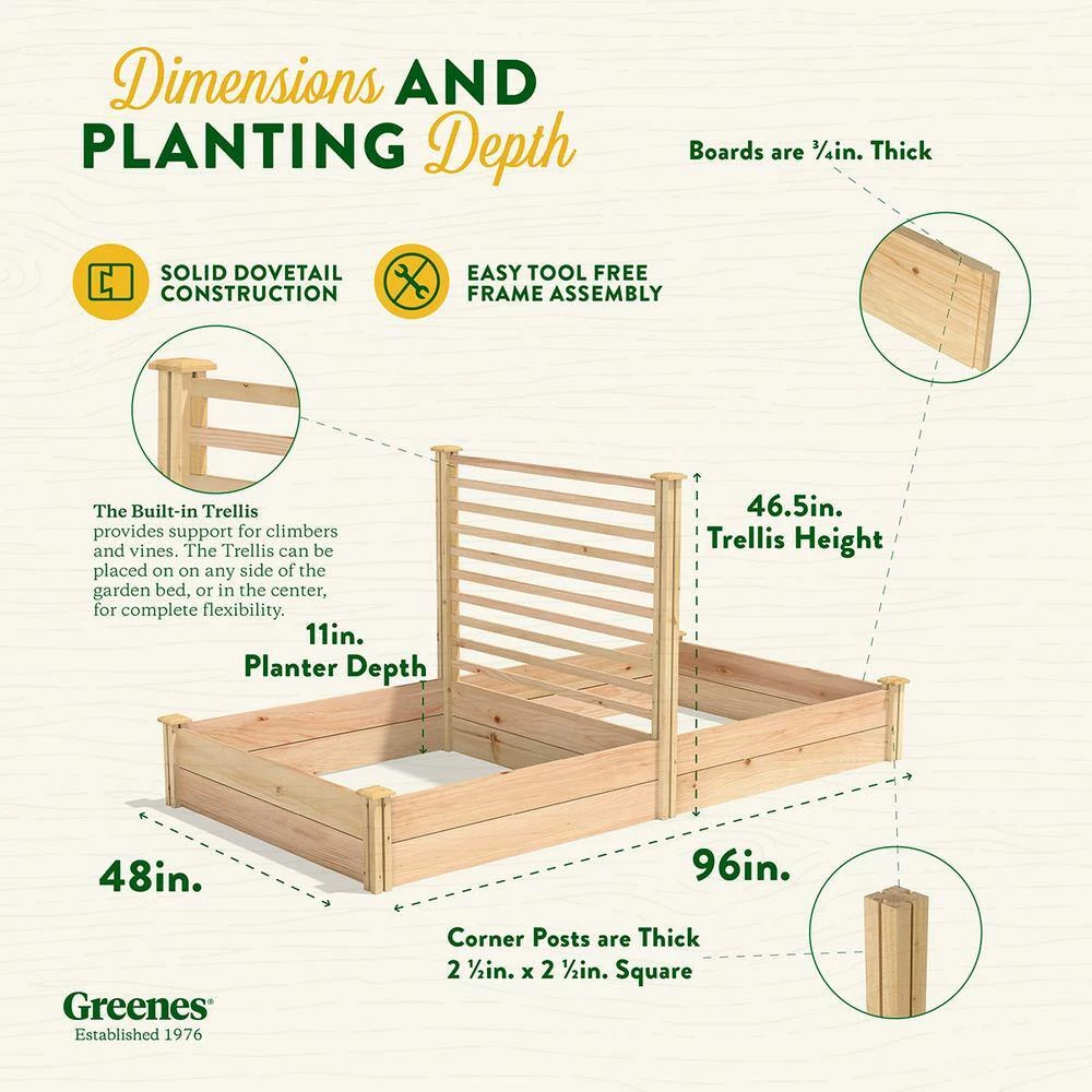 Best Pirce ✔️ Greenes Fence 4 ft. x 8 ft. X 11 in. Premium Cedar Raised Garden Bed with Trellis ⌛ 7 Best Pirce ✔️ Greenes Fence 4 ft. x 8 ft. X 11 in. Premium Cedar Raised Garden Bed with Trellis ⌛ - Image 7