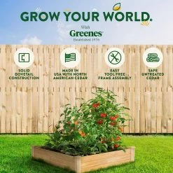 Promo ⌛ Greenes Fence 4 ft. x 4 ft. x 10.5 in. Original Cedar Raised Garden Bed 😀 -Miracle-Gro Sales Store natural greenes fence raised planter boxes rc4t12b 76 1000