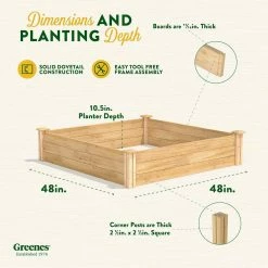 Promo ⌛ Greenes Fence 4 ft. x 4 ft. x 10.5 in. Original Cedar Raised Garden Bed 😀 -Miracle-Gro Sales Store natural greenes fence raised planter boxes rc4t12b fa 1000