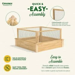 Cheapest 🎉 Greenes Fence 4 ft. x 4 ft. x 10.5 in. Original Cedar Raised Garden Bed with CritterGuard Fence System 🔥 -Miracle-Gro Sales Store natural greenes fence raised planter boxes rc4t12bcg 4f 1000