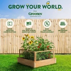 Cheapest 🎉 Greenes Fence 4 ft. x 4 ft. x 10.5 in. Original Cedar Raised Garden Bed with CritterGuard Fence System 🔥 -Miracle-Gro Sales Store natural greenes fence raised planter boxes rc4t12bcg 76 1000