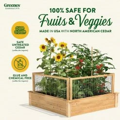 Cheapest 🎉 Greenes Fence 4 ft. x 4 ft. x 10.5 in. Original Cedar Raised Garden Bed with CritterGuard Fence System 🔥 -Miracle-Gro Sales Store natural greenes fence raised planter boxes rc4t12bcg c3 1000