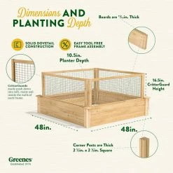 Cheapest 🎉 Greenes Fence 4 ft. x 4 ft. x 10.5 in. Original Cedar Raised Garden Bed with CritterGuard Fence System 🔥 -Miracle-Gro Sales Store natural greenes fence raised planter boxes rc4t12bcg fa 1000