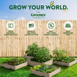 Best deal ❤️ Greenes Fence 12 ft. x 12 ft. 80 sq. ft. Original Pine Raised Garden Bed 🛒 -Miracle-Gro Sales Store natural greenes fence raised planter boxes rcp12t8s64b 76 1000