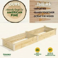 Outlet ⭐ Greenes Fence 2 ft. x 8 ft. x 10.5 in. Original Pine Raised Garden Bed 🌟 -Miracle-Gro Sales Store natural greenes fence raised planter boxes rcp24966t 1d 1000