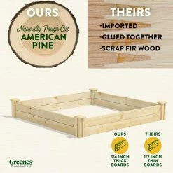Outlet 🔥 Greenes Fence 4 ft. x 4 ft. x 7 in. Original Pine Raised Garden Bed ⭐ -Miracle-Gro Sales Store natural greenes fence raised planter boxes rcp4c4 1d 1000